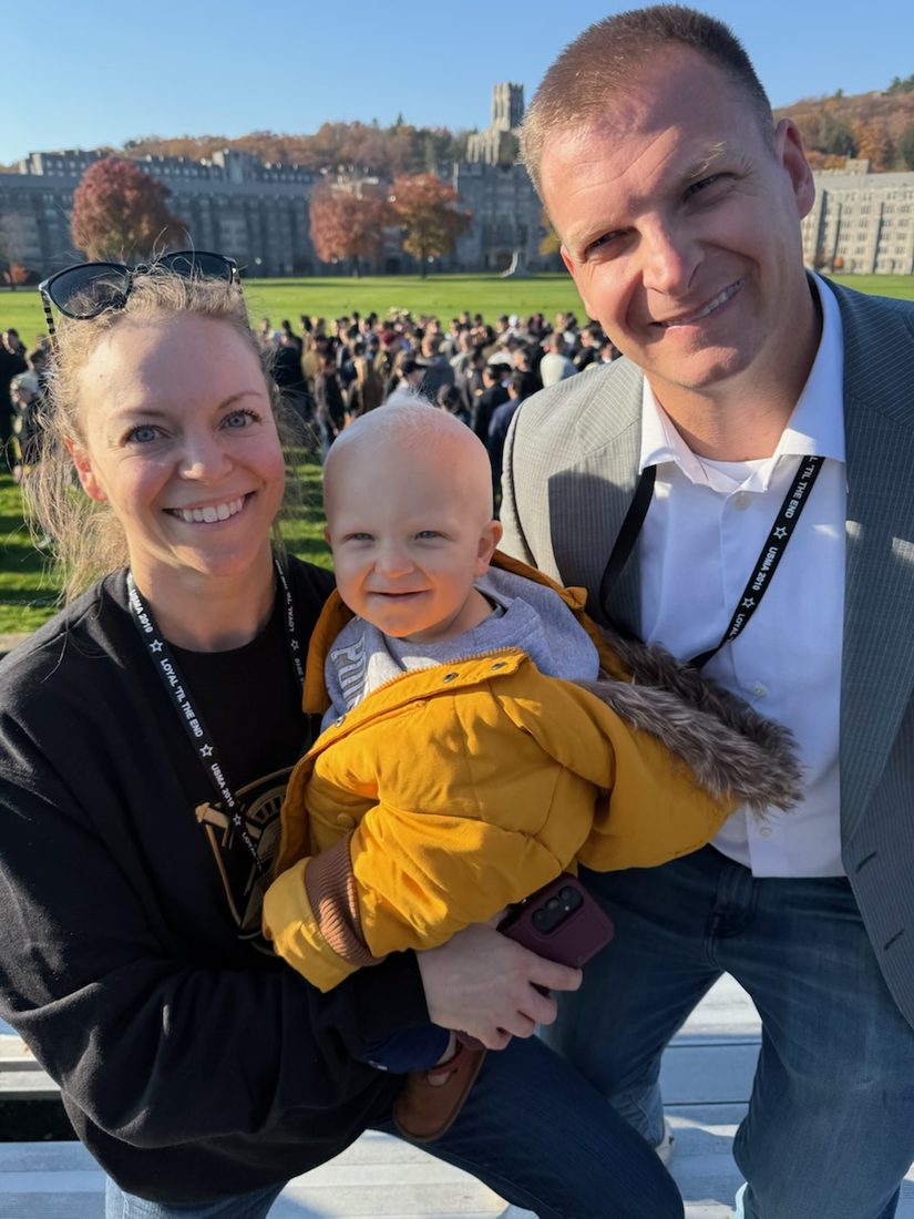 Derek Wales with his wife and son at West Point